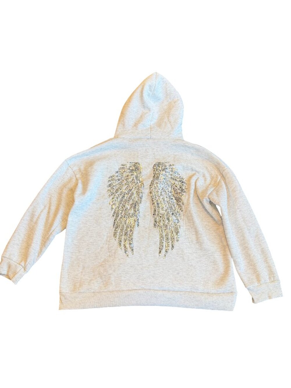 No Brand Sequin Angel Wing Graphic Pullover Hoodie Sweatshirt Cozy Large Women's